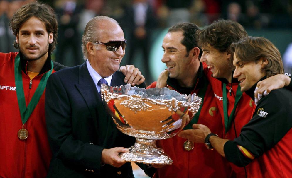 Coppa Davis 2011: con l&#39;insalatiera vinta dalla Spagna grazie a Albert Costa, Rafael Nadal e David Ferrer. Ansa